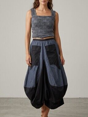 100% Cotton Boho Lightweight Skirt Black Grey Festival Dark Fairy Size Small Med